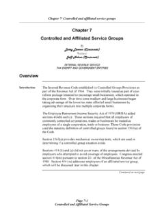 Chapter 7 Controlled and Affiliated Service Groups