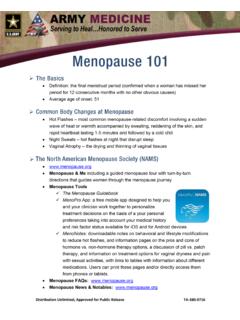 Menopause 101 - Army Public Health Center