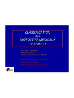 CLASSIFICATION des DISPOSITIFS MEDICAUX …