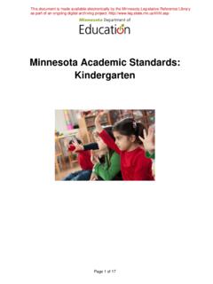 Minnesota Academic Standards: Kindergarten