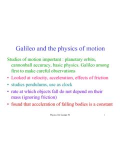 Galileo and the physics of motion