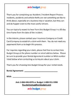 ACCIDENT / INCIDENT REPORT - Budget Car Rental