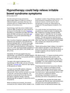 Hypnotherapy could help relieve irritable bowel syndrome ...