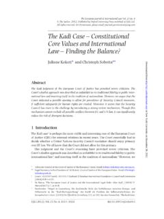 The Kadi Case – Constitutional Core Values and ...