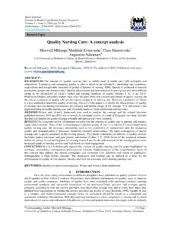 Quality Nursing Care: A concept analysis