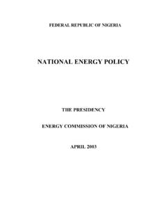 NATIONAL ENERGY POLICY - Rural Electrification Agency