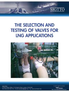 The SelecTion and TeSTing of ValVeS for lng …