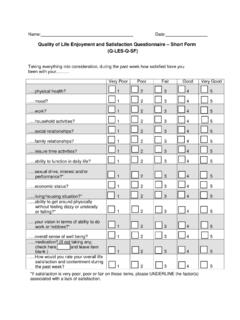 Quality of Life Enjoyment and Satisfaction Questionnaire ...