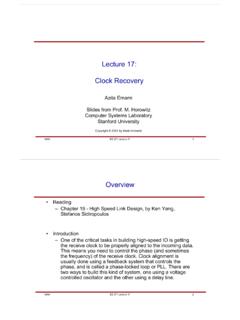 Lecture 17: Clock Recovery - Stanford University