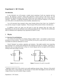 Experiment #1: RC Circuits - Physics Courses