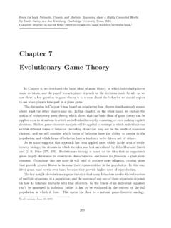 Chapter 7 Evolutionary Game Theory - Cornell University