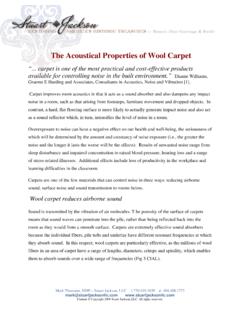 The Acoustical Properties of Wool Carpet