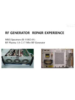 RF GENERATOR REPAIR EXPERIENCE - apmkr.com