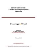 Canada’s Oil Sands - A World-Scale Hydrocarbon Resource