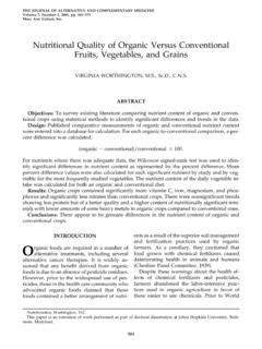 Nutritional Quality of Organic Versus Conventional …
