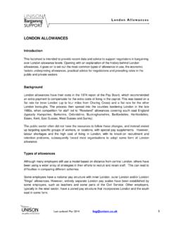 London and Regional Weighting - UNISON National