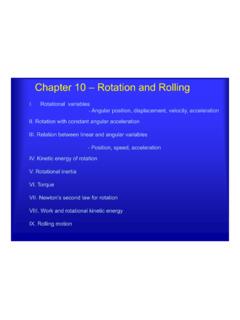 Chapter 10 – Rotation and Rolling - Physics