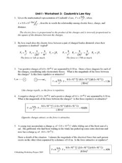 Unit I - Worksheet 3: Coulomb's Law Key - LPS