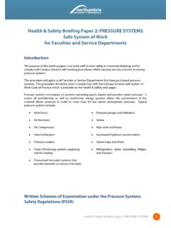 Briefing Paper 2 Pressure Systems - Northumbria University
