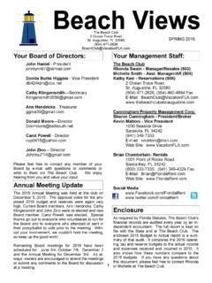 Your Board of Directors: Your Management Staff