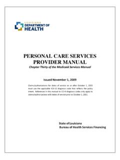 PERSONAL CARE SERVICES PROVIDER MANUAL