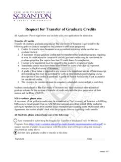 Request for Transfer of Graduate Credits