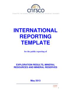 INTERNATIONAL REPORTING TEMPLATE - CRIRSCO