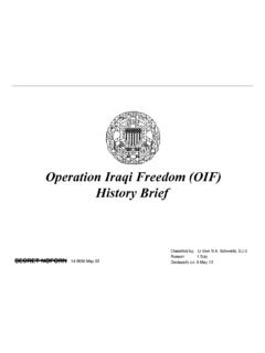 Operation Iraqi Freedom (OIF) History Brief