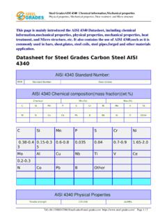 Datasheet for Steel Grades Carbon Steel AISI 4340