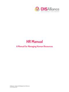HR Manual A Manual for Managing Human Resources &#169; CHS …