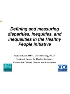 Defining and measuring disparities, inequities, and ...