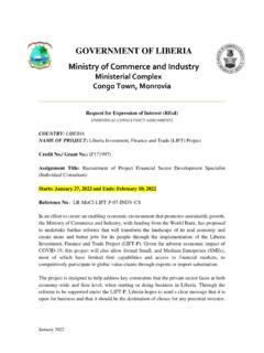 GOVERNMENT OF LIBERIA Ministry of Commerce and Industry