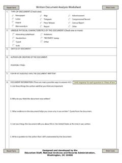Written Document Analysis Worksheet - Archives