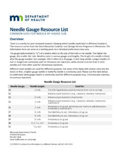 Needle Gauge Resource List - Minnesota Department of …