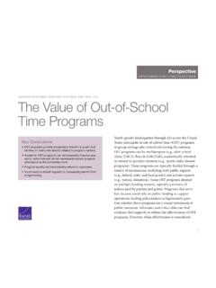 The Value of Out-of-School Time Programs