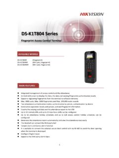 DS K1T804 Series - hikvision.com