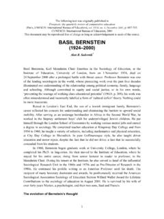 BASIL BERNSTEIN (1924–2000) - International Bureau of ...
