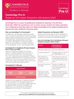 Cambridge Pre-U: Guide for UK Higher Education …