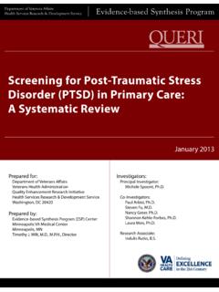 Screening for Post-Traumatic Stress Disorder (PTSD) in ...