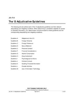 Job Aid The 13 Adjudicative Guidelines - CDSE