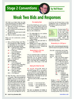 Weak Two Bids and Responses - BridgeWebs