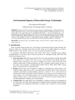 Environmental Impacts of Renewable Energy Technologies
