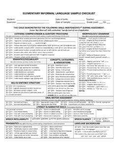 INFORMAL LANGUAGE ASSESSMENT CHECKLIST