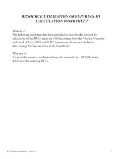RESOURCE UTILIZATION GROUP (RUG)-III CALCULATION …