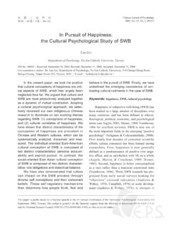 In Pursuit of Happiness: the Cultural Psychological Study ...