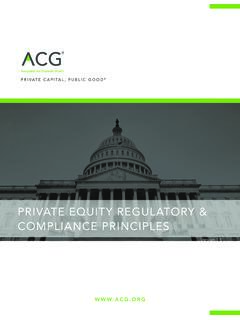PRIVATE EQUITY REGULATORY &amp; COMPLIANCE …