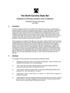 Guidelines for Out of State Attorneys - The North Carolina ...