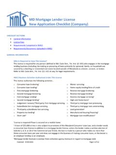 MD Mortgage Lender License New Application Checklist …