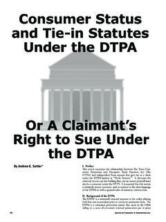 Consumer Status and Tie-in Statutes Under the DTPA