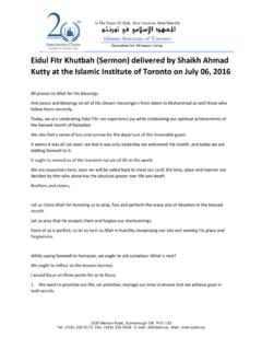 Eidul Fitr Khutbah (Sermon) delivered by Shaikh …